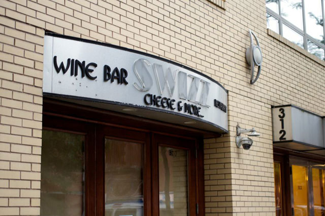 The old signage for Swizz Wine Bar & Restaurant