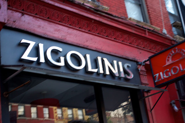 The signage for Zigolini's