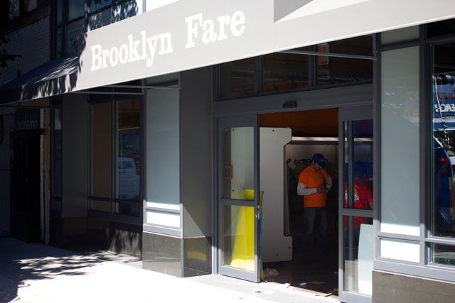 Crews working on the interior of Brooklyn Fare