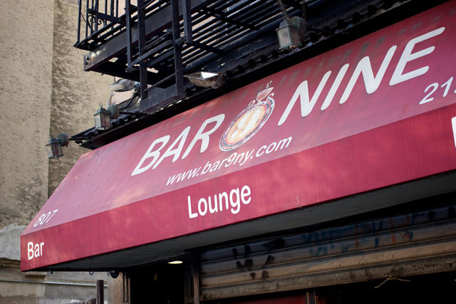 The signage at Bar Nine