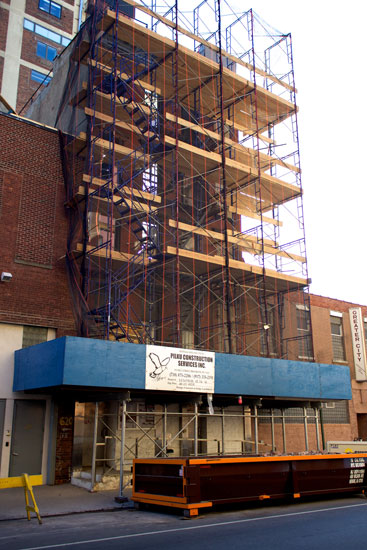 The under-construction exterior of the future Esquire gentlemen's club