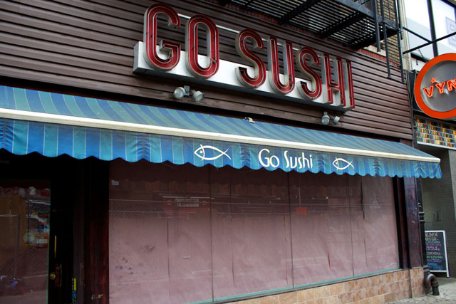 The exterior of the closed Go Sushi