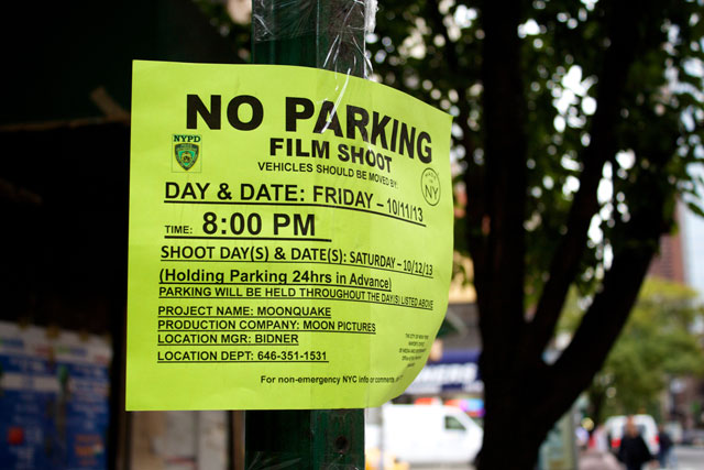 The notice posted for the filming of 'Moonquake'