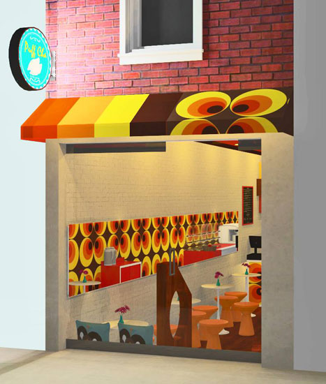An earlier rendering for the incoming Puff Cha cafe