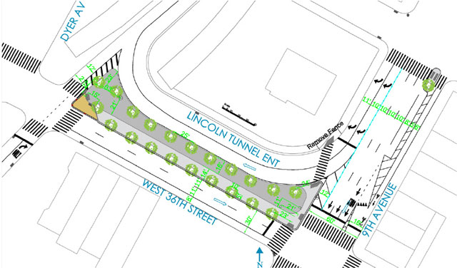 A diagram of the completed pedestrian plaza