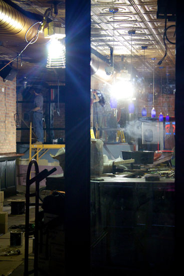 The interior of the closed-for-renovations Mercury Bar