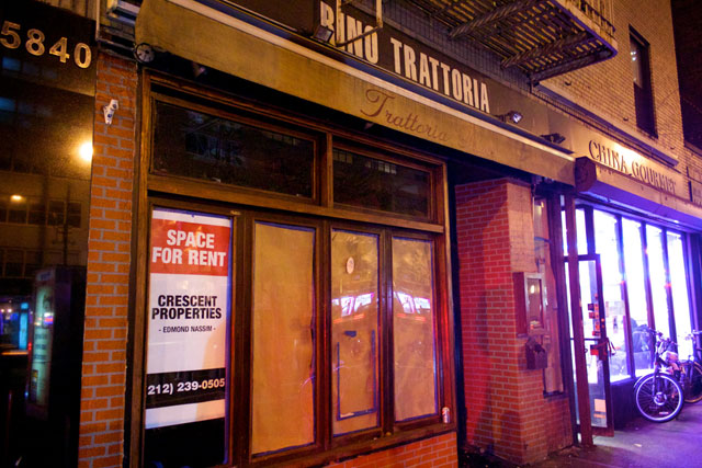 The exterior of the now-closed Rino Trattorina