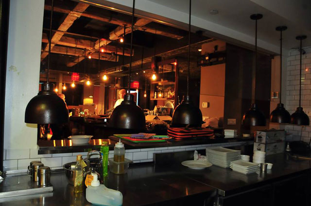 The kitchen and dining area at BarBacon