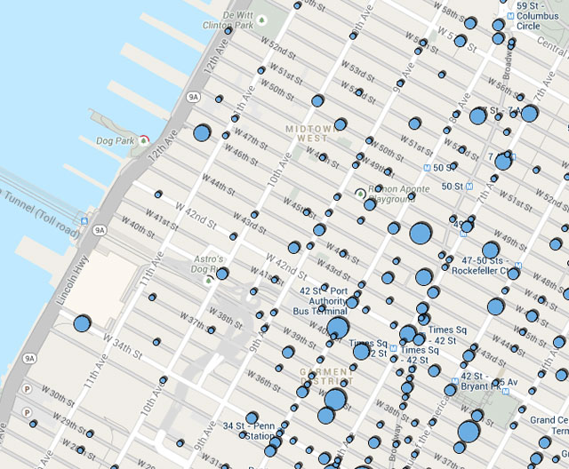 A map of crimes across the neighborhood