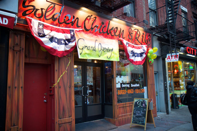 The exterior of the now-open Golden Chicken & Ribs