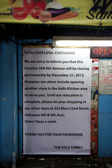 The sign announcing the imminent closure of Stile's Farmers Market