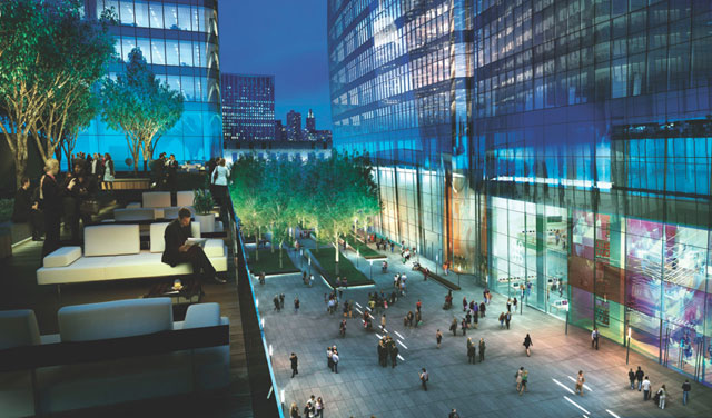 A rendering of the plaza in Manhattan West