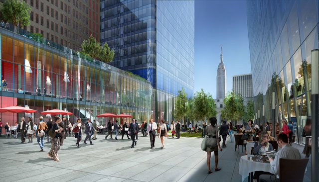 A rendering of the plaza in Manhattan West