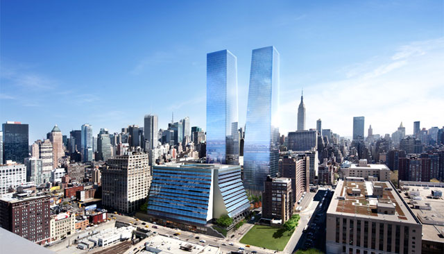 A rendering of the towers of Manhattan West