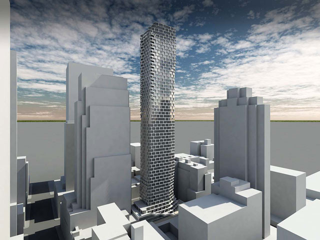 A rendering of the future tower at the site of Roseland