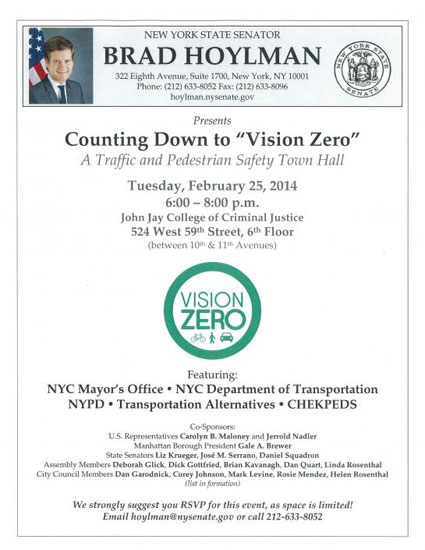 The flyer for the Vision Zero town hall meeting