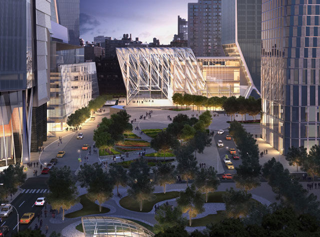 A rendering of the plaza at Hudson Yards