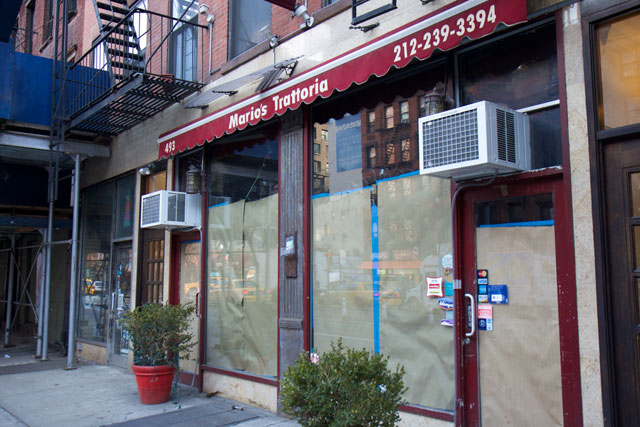 The exterior of the closed Mario's Trattoria