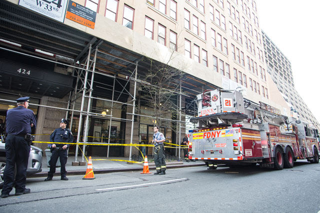 Emergency vehicles at the scene of the accident