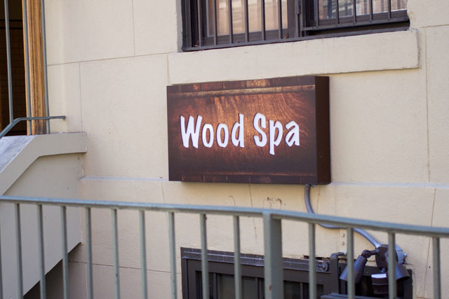 The signage at Wood Spa