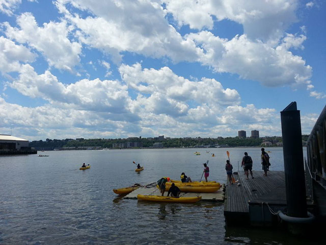 Kayakers on the Hudson River at Pier 96