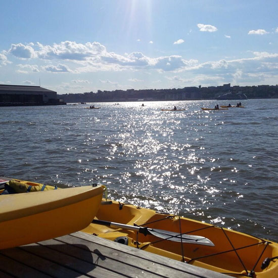 Kayakers on the Hudson River at Pier 96