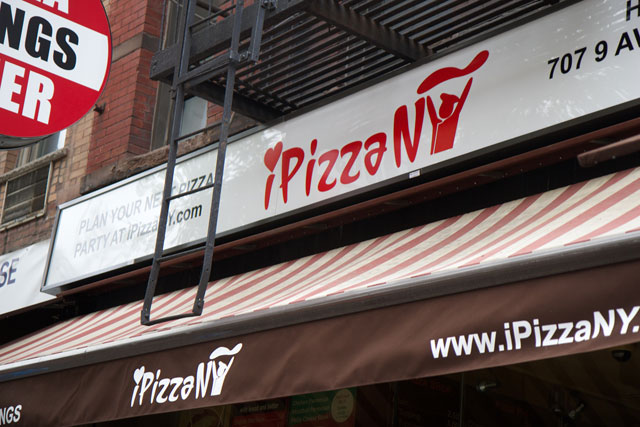 The signage at the northern iPizzaNY store