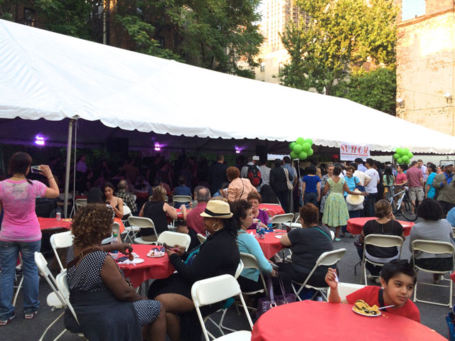 The swing band tent at the Taste of Times Square festival