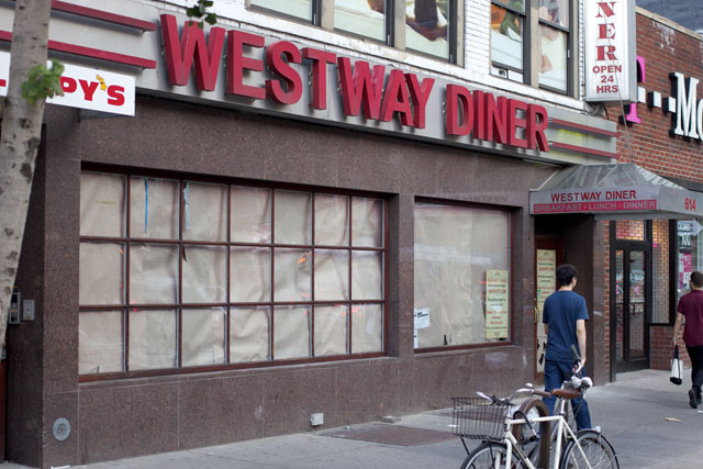 The exterior of the temporarily-closed Westway Diner