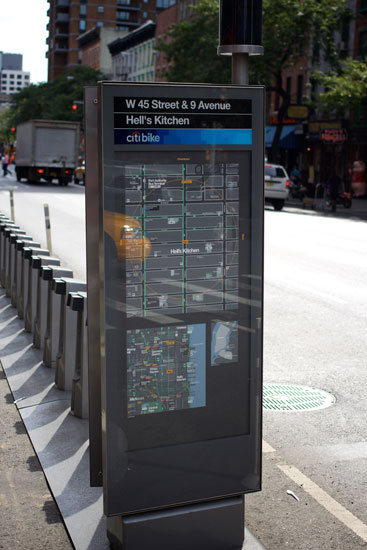 The new maps signage at the Citibike dock