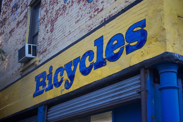 The signage at the old location of the bike shop