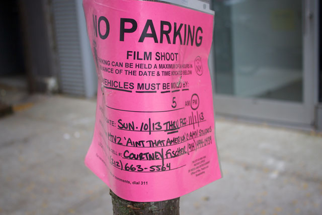 One of the notices posted around the filming location