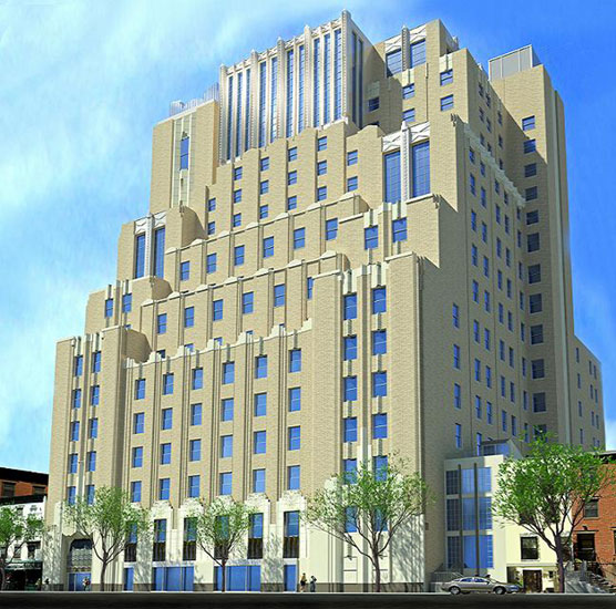 A rendering of the renovated building