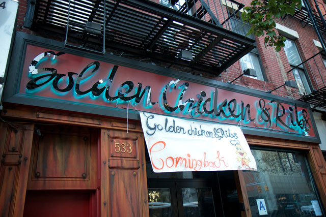 The signage at the incoming Golden Chicken & Ribs