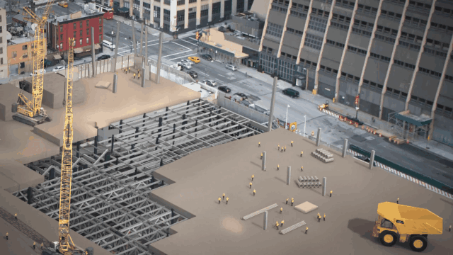 An animation of the deck installation at Hudson Yards