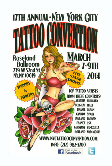 The flyer for the 2014 New York City Tattoo Convention